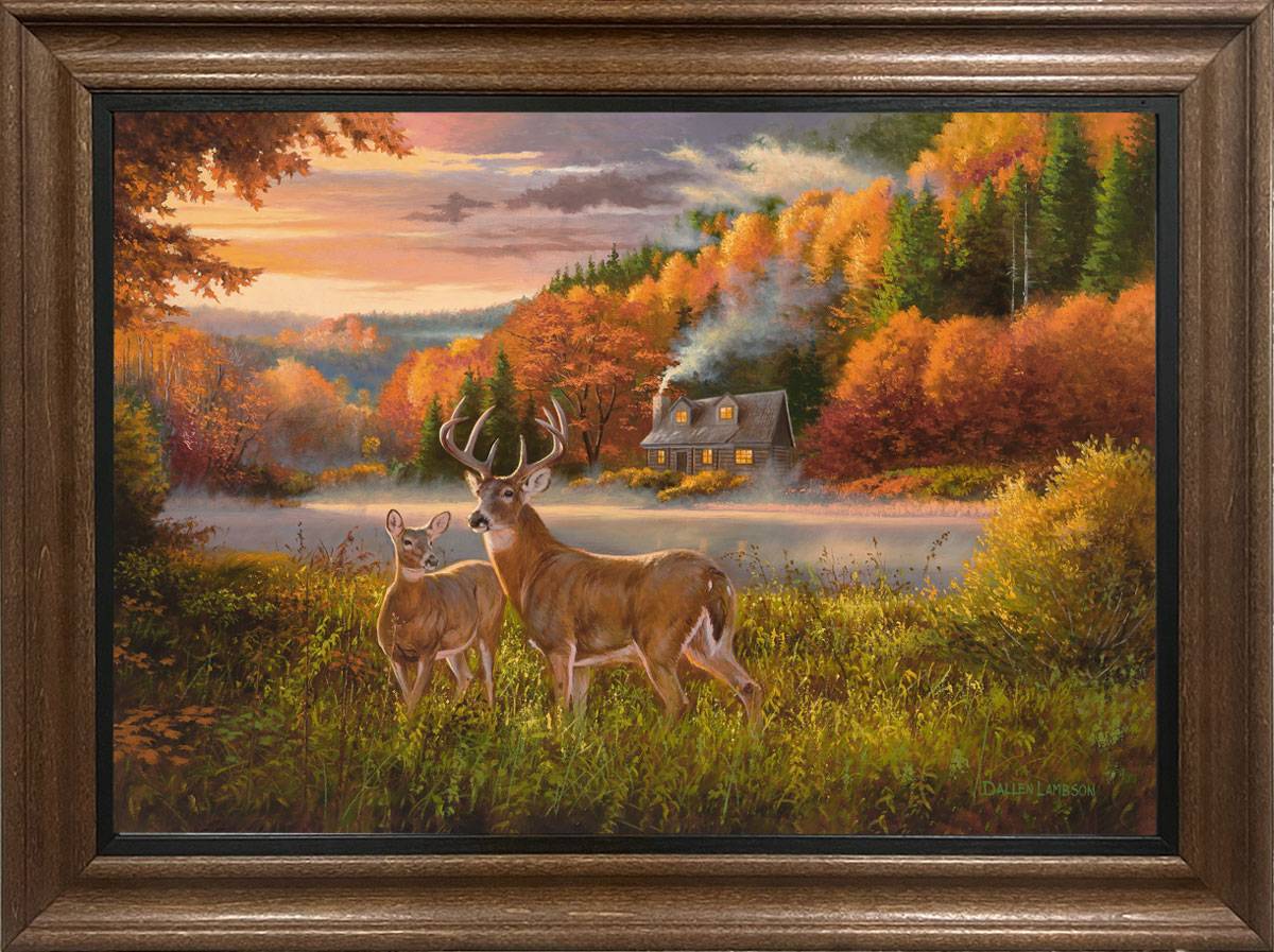 Almost Heaven Deer Framed Giclee Canvas Dallen Lambson
