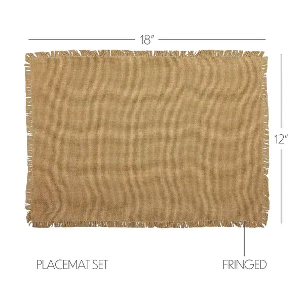 #30633 Burlap Natural Placemat Fringed 12x18In