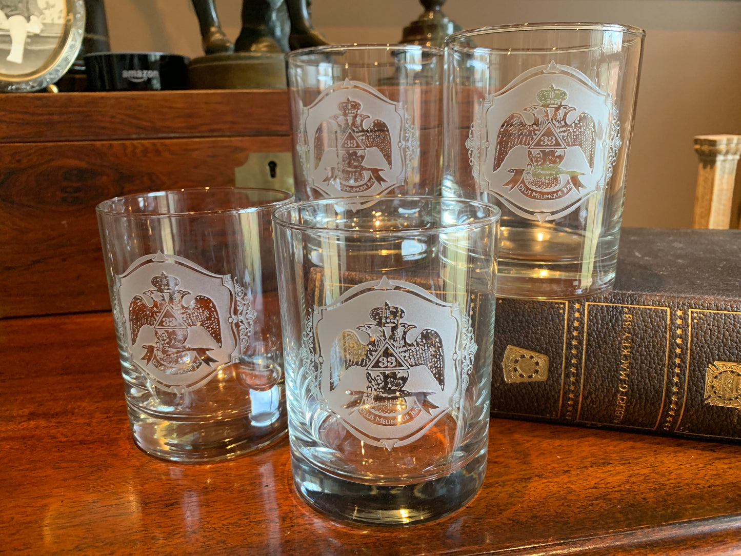 33rd Degree Scottish Rite Masonic Rocks Glasses (Set of 4)