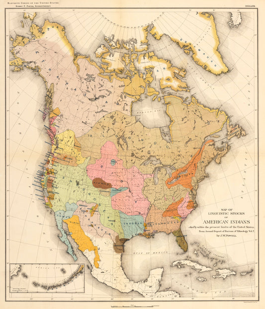 1890 Map of Linguistic Stocks of American Indians